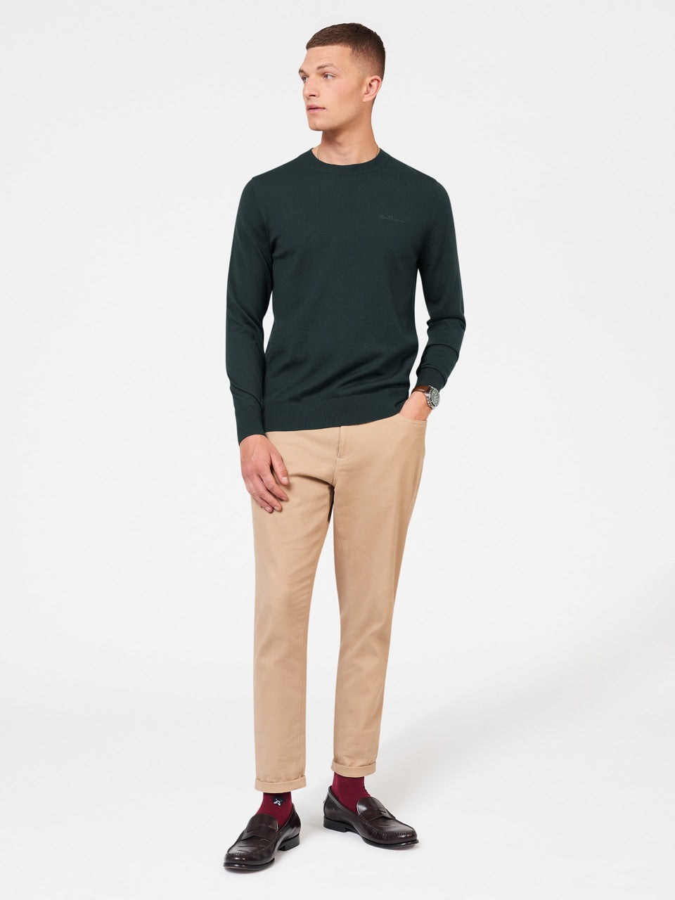 Knitwear Ben Sherman Signature Merino Crewneck Vert Foncé | QPF-68555529